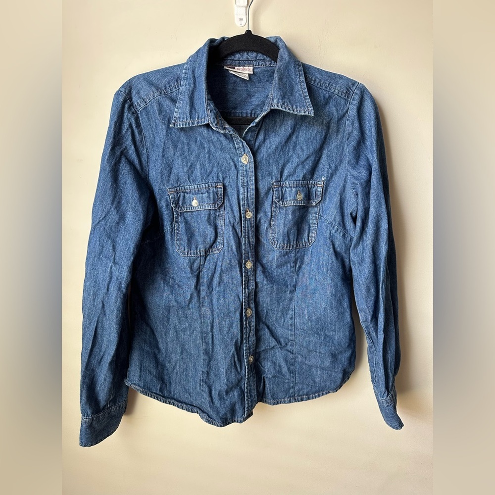 Vintage Faded Glory Denim Shirt Women’s Medium Button Up Western Y2K 90s Retro